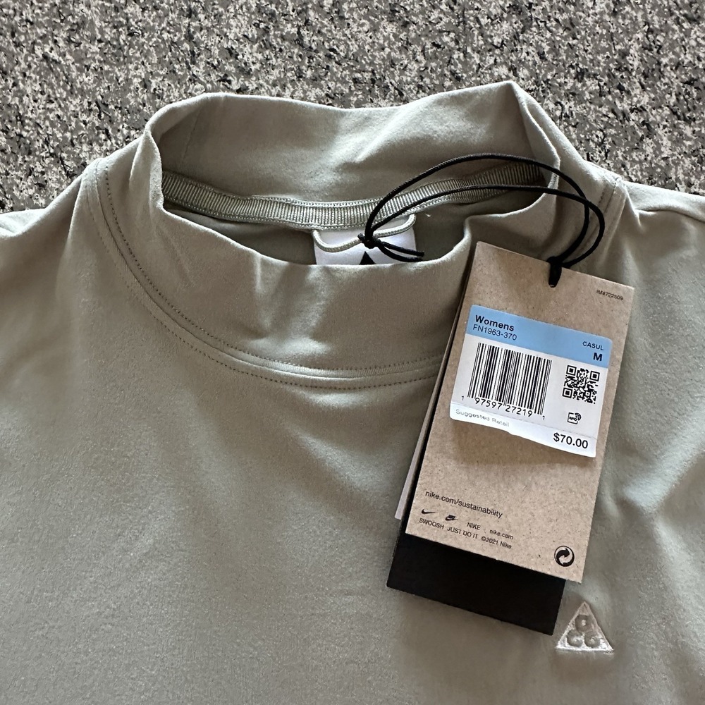 Nike ACG Shirt Womens M Dri-FIT ADV Long Sleeve Top Mock Goat Rocks Green FN1963 - Picture 8 of 11
